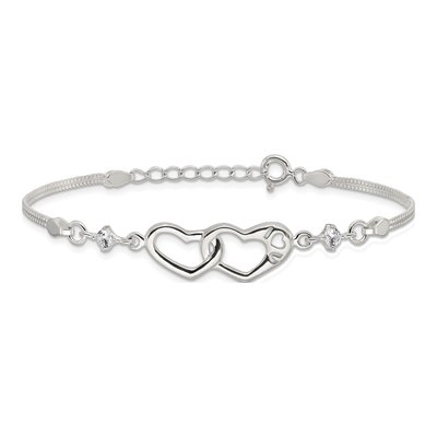 Sterling Silver CZ I Heart You Bracelet – view 4