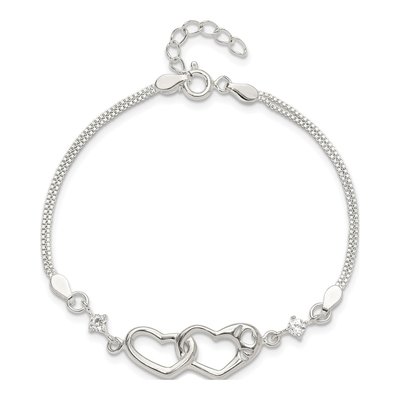 Sterling Silver CZ I Heart You Bracelet – view 5