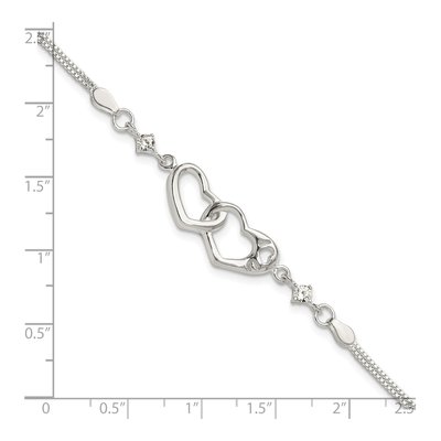 Sterling Silver CZ I Heart You Bracelet – view 6