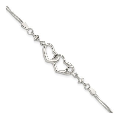 Sterling Silver CZ I Heart You Bracelet