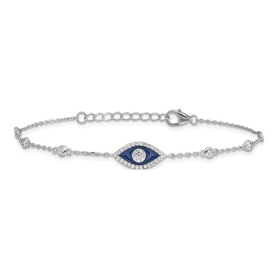 Sterling Silver CZ Evil Eye Bracelet – view 4