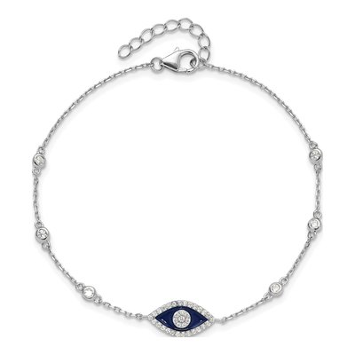Sterling Silver CZ Evil Eye Bracelet – view 5