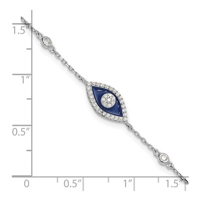 Sterling Silver CZ Evil Eye Bracelet – view 6