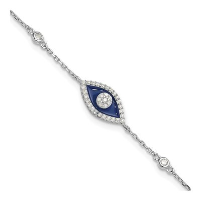 Sterling Silver CZ Evil Eye Bracelet