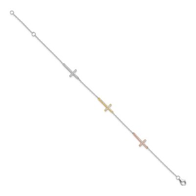 Sterling Silver CZ Cross Bracelet – view 3