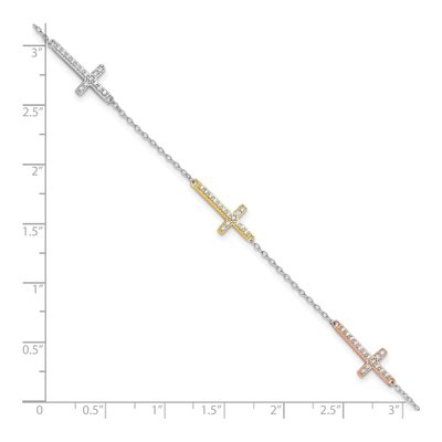 Sterling Silver CZ Cross Bracelet – view 6