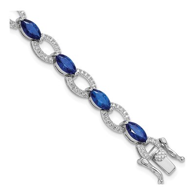 Sterling Silver CZ Link Bracelet