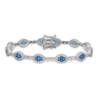 Sterling Silver CZ Link Bracelet – view 3