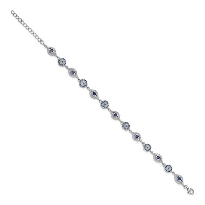 Sterling Silver CZ Evil Eye Bracelet – view 3