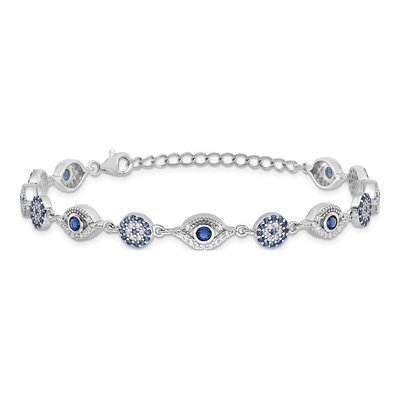Sterling Silver CZ Evil Eye Bracelet – view 4