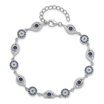 Sterling Silver CZ Evil Eye Bracelet – view 5