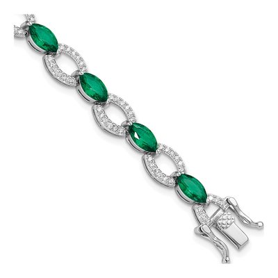 Sterling Silver CZ Link Bracelet
