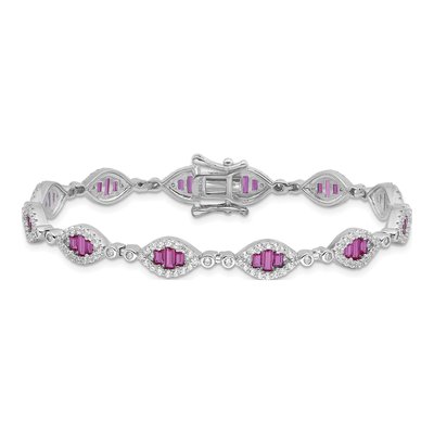 Sterling Silver CZ Link Bracelet – view 4