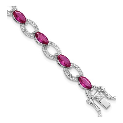 Sterling Silver CZ Link Bracelet
