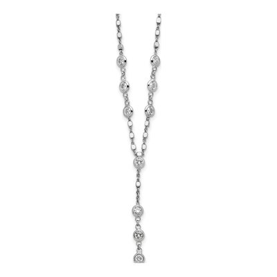 Sterling Silver CZ Drop Dangle Necklace