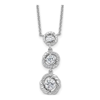 Sterling Silver CZ Dangle Necklace