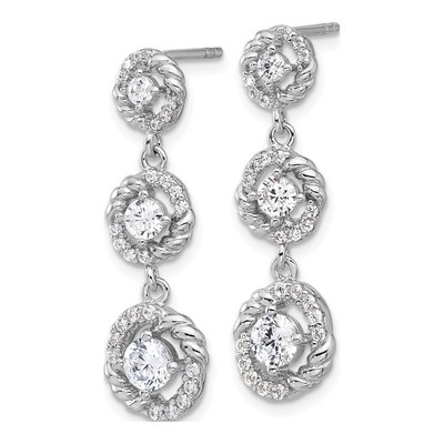 Sterling Silver CZ Pure Fire Dangle Earrings – view 3