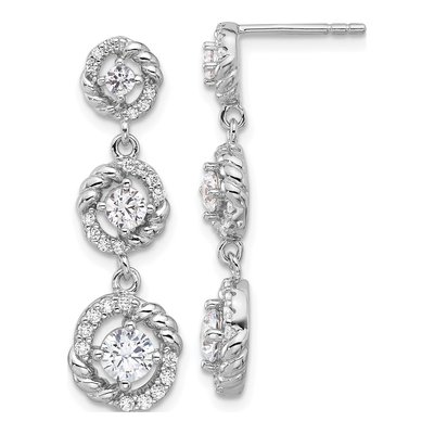 Sterling Silver CZ Pure Fire Dangle Earrings