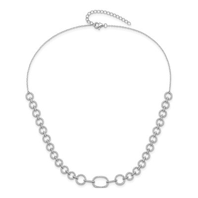 Sterling Silver CZ Circle Link Necklace – view 4