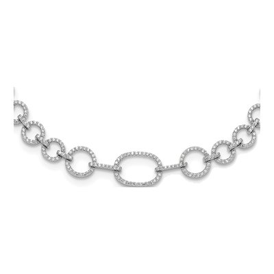 Sterling Silver CZ Circle Link Necklace