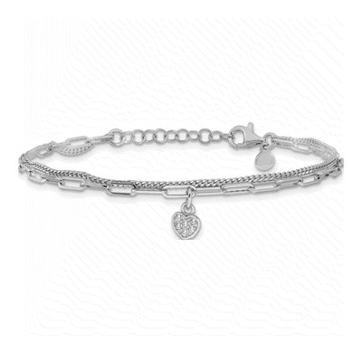 Sterling Silver CZ Heart Bracelet – view 4