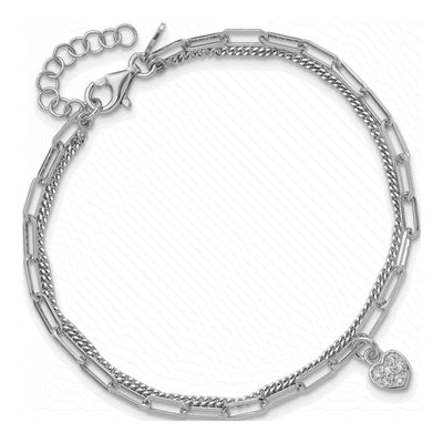 Sterling Silver CZ Heart Bracelet – view 5