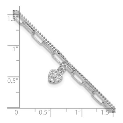 Sterling Silver CZ Heart Bracelet – view 6