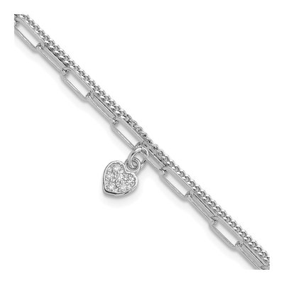 Sterling Silver CZ Heart Bracelet