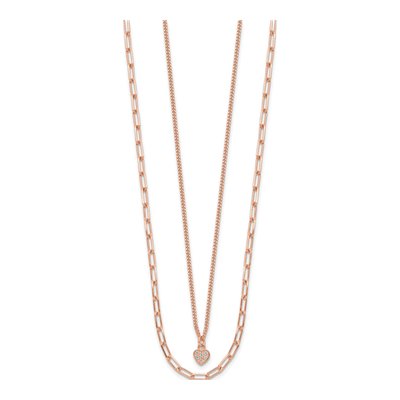 Sterling Silver CZ Heart Necklace, 17in | Rose Tone – view 3