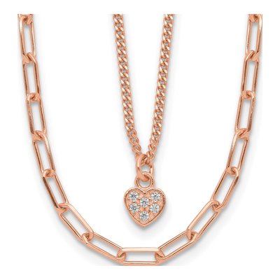 Rose Gold-Plated Sterling Silver CZ Heart Necklace