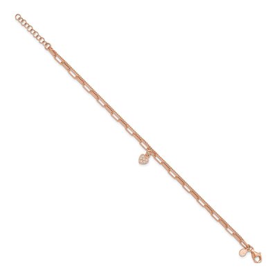 Sterling Silver CZ Heart Bracelet – view 3