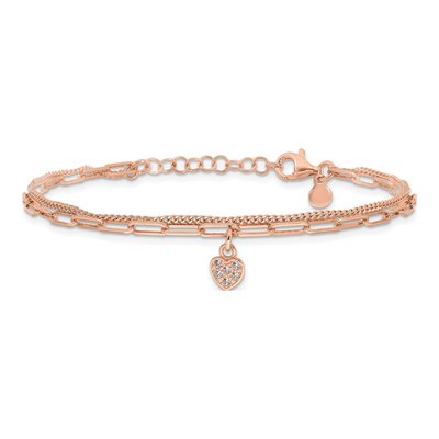 Sterling Silver CZ Heart Bracelet – view 4