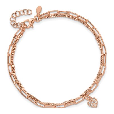 Sterling Silver CZ Heart Bracelet – view 5