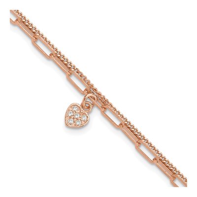 Sterling Silver CZ Heart Bracelet