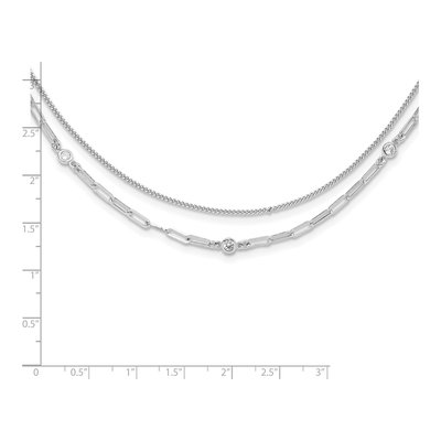 Sterling Silver CZ 2-Strand Curb Necklace – view 5