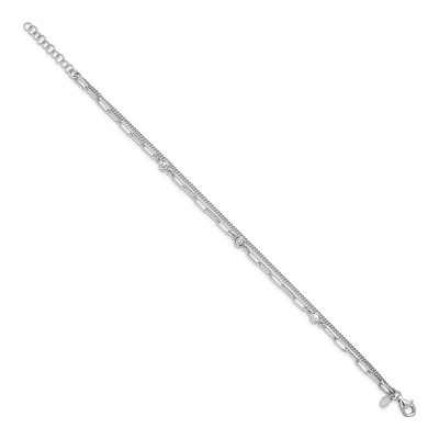 Sterling Silver CZ Two-Strand Curb Bracelet – view 3