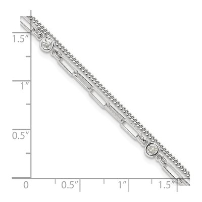 Sterling Silver CZ Two-Strand Curb Bracelet – view 6