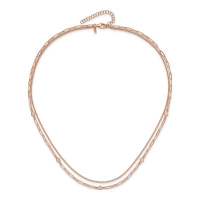 Rose Gold-Plated Sterling Silver CZ Strand Necklace – view 4
