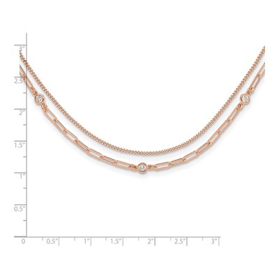 Rose Gold-Plated Sterling Silver CZ Strand Necklace – view 5