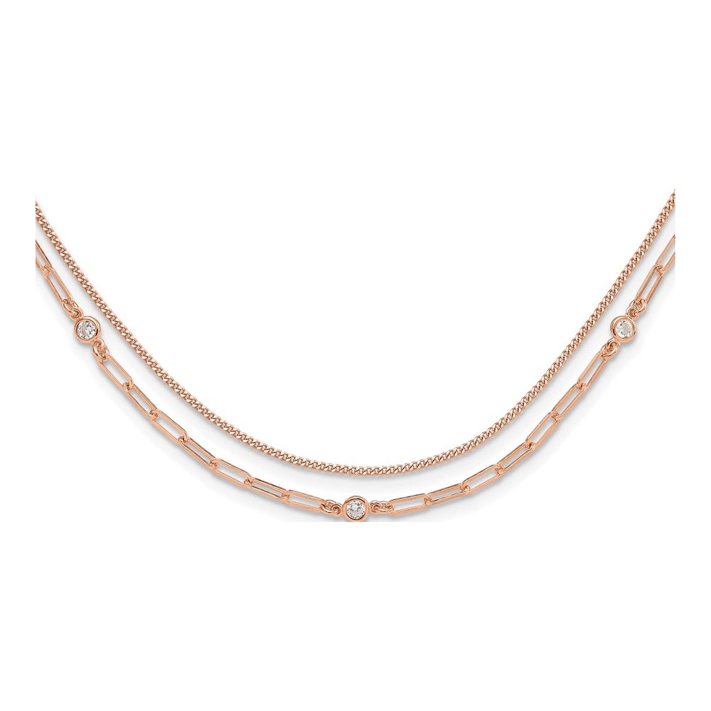 Rose Gold-Plated Sterling Silver CZ Strand Necklace