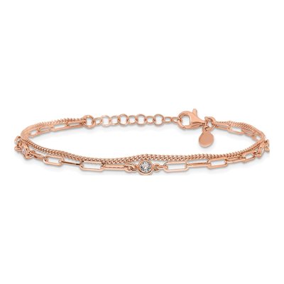 Sterling Silver CZ 2-Strand Bracelet – view 4