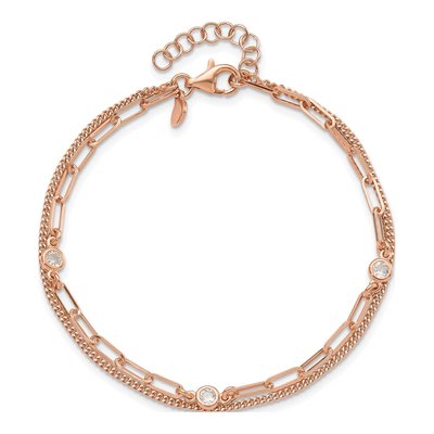 Sterling Silver CZ 2-Strand Bracelet – view 5