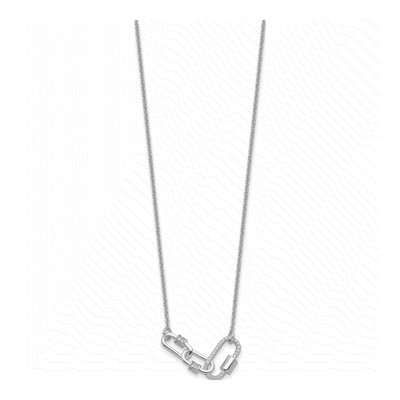 Sterling Silver CZ Fancy Link Necklace – view 3