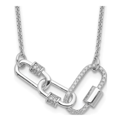 Sterling Silver CZ Fancy Link Necklace