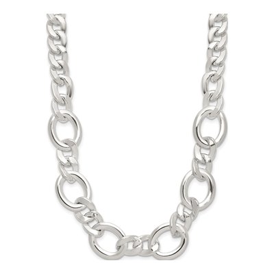 Sterling Silver 12.35mm Fancy Curb Chain