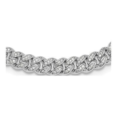 Sterling Silver 6.6mm Pave Curb Chain