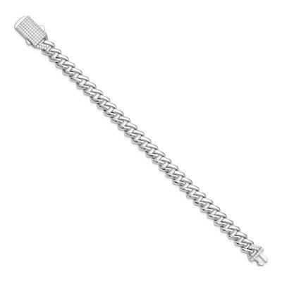 Sterling Silver CZ Pave Monaco Link Bracelet – view 2