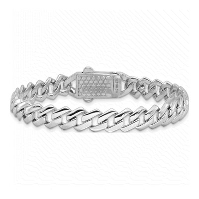 Sterling Silver CZ Pave Monaco Link Bracelet – view 3