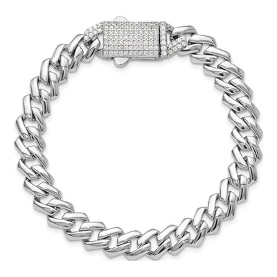 Sterling Silver CZ Pave Monaco Link Bracelet – view 4