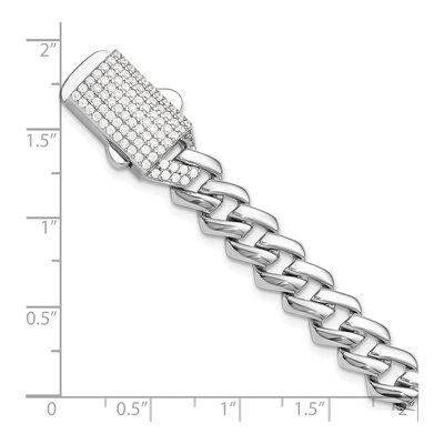Sterling Silver CZ Pave Monaco Link Bracelet – view 5